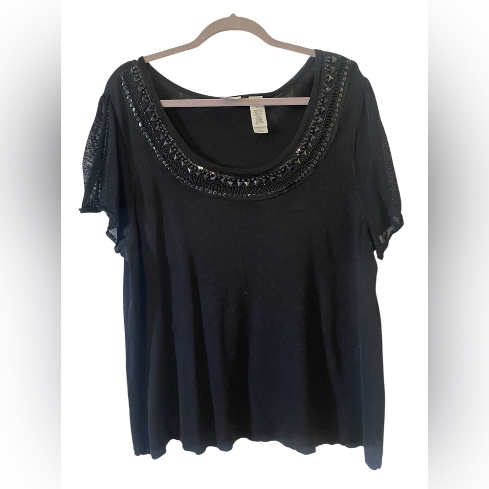 Emma James Black Blouse 2X